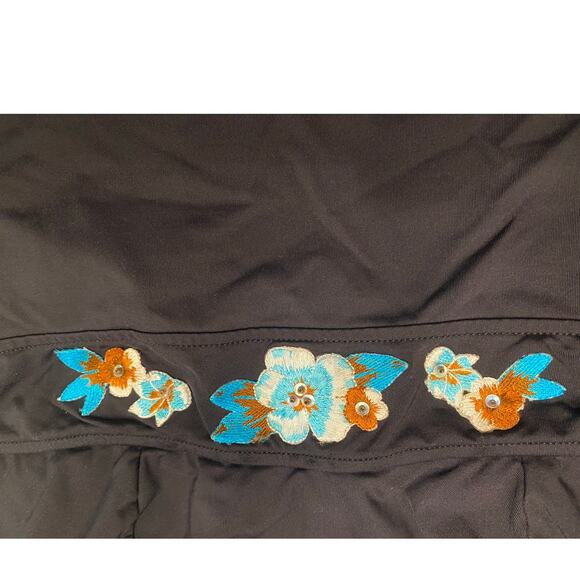 Coco Reef 34DD Black Tankini Top Embroidered Sequin Blue Floral Adjustable Strap - Picture 4 of 9